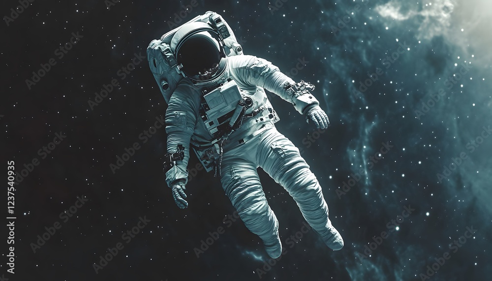 Astronaut adrift in the vast expanse of space Astronaut adrift in the vast expanse of space