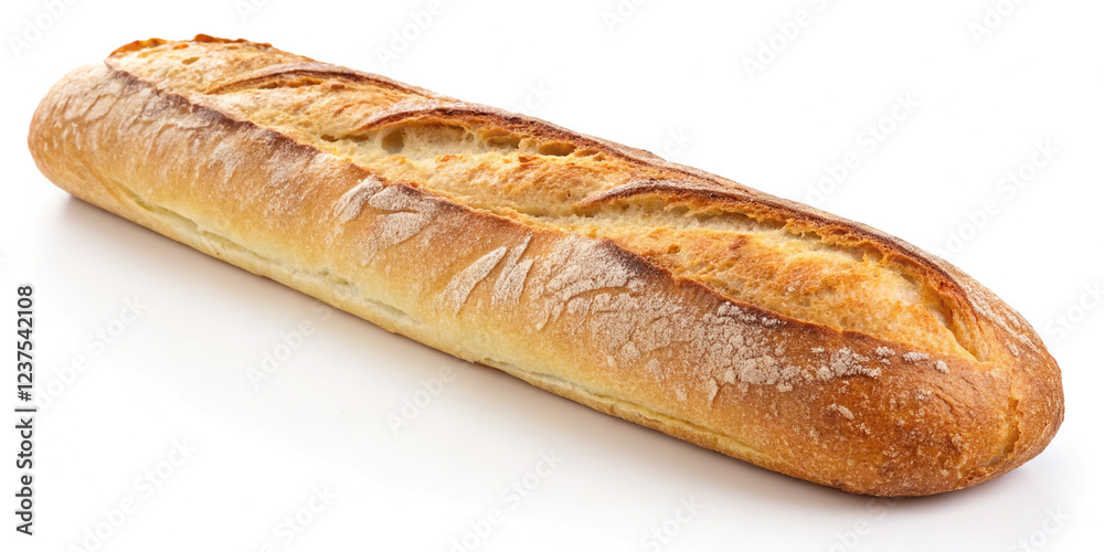 A Classic French Baguette Isolated for Tasty Culinary Displays A Classic French Baguette Isolated for Tasty Culinary Displays