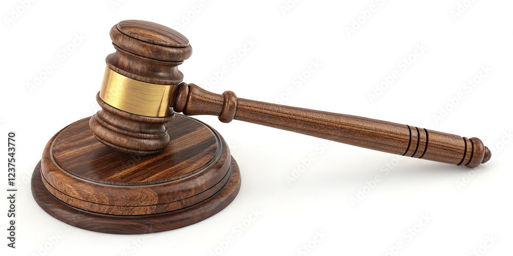 A Gavel Isolated on a White Background for Legal and Judicial Representation A Gavel Isolated on a White Background for Legal and Judicial Representation