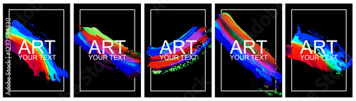 Strokes of fluorescent acrylic paint. Contemporary abstract art. Colorful vector backgrounds.