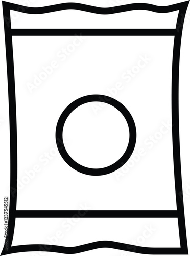 Snack packet outline icon in sleek design, representing packaged food, chips, or snack items with transparent background.