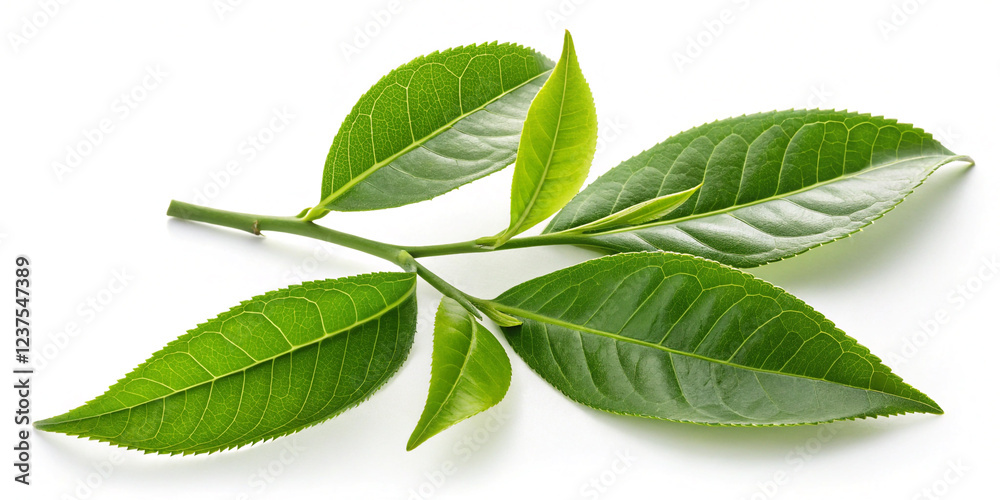 Collection of Green Tea Leaves Isolated on a Natural Background for Culinary Use Collection of Green Tea Leaves Isolated on a Natural Background for Culinary Use