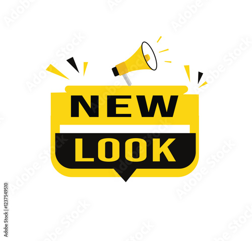 New look, banner sign on white background. Announcement or important speech vector design.