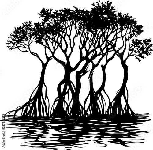 Mangrove tree silhouette