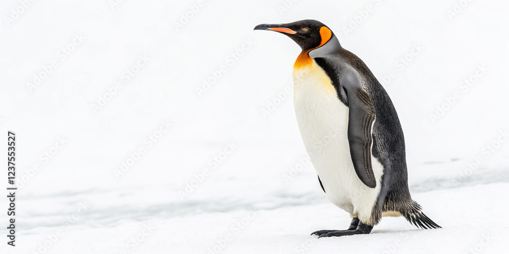 Fototapeta premium Majestic King Penguin Isolated on a White Background for Wildlife Enthusiasts