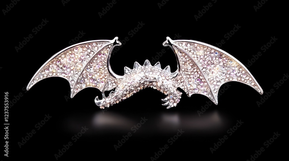 Fototapeta premium Crystal Dragon Figurine on Black Background