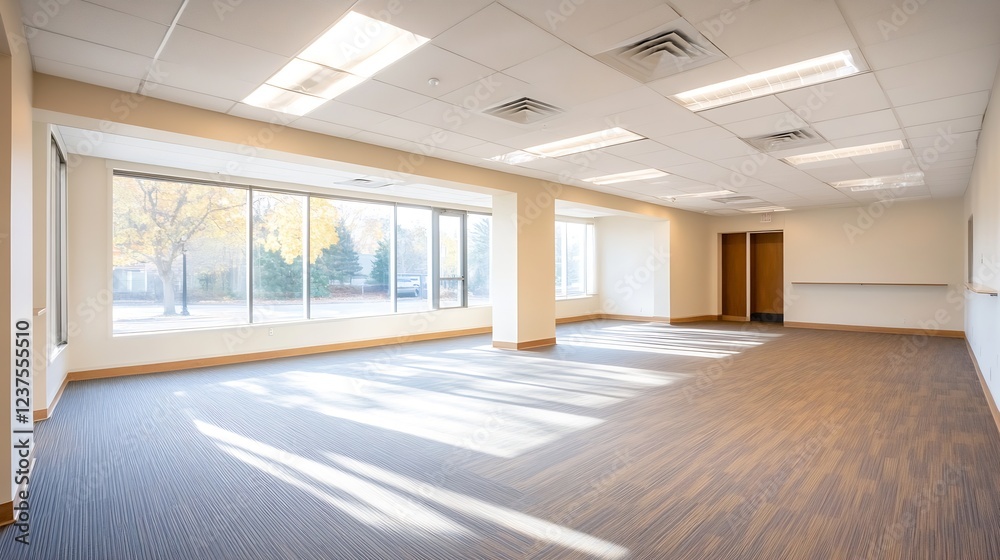 Empty conference room with large windows and abundant natural light perfect for meetings : Generative AI Empty conference room with large windows and abundant natural light perfect for meetings : Generative AI