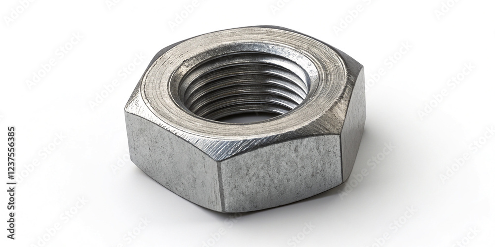 Isolated Metal Nut on a Bright White Background for Mechanical Applications Isolated Metal Nut on a Bright White Background for Mechanical Applications