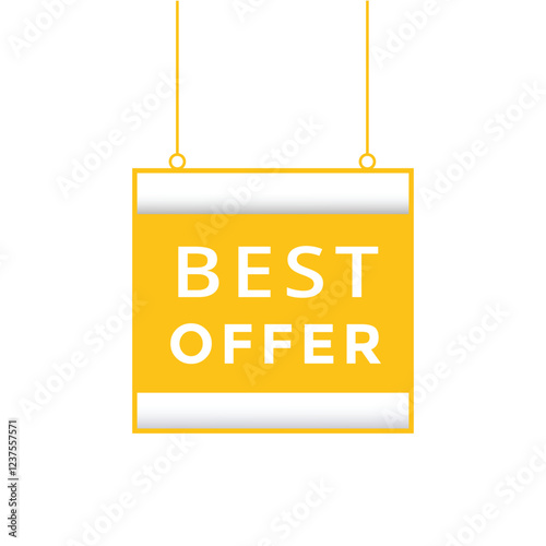 Best offer on flat design banner. Announcement vector element.