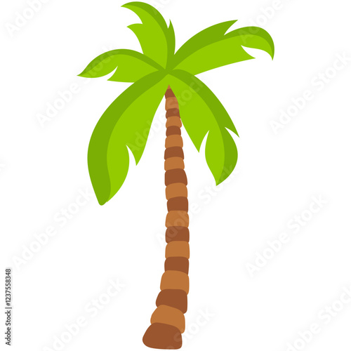 Cartoon Tropical Palm Tree. Vector Illustration on White Background.