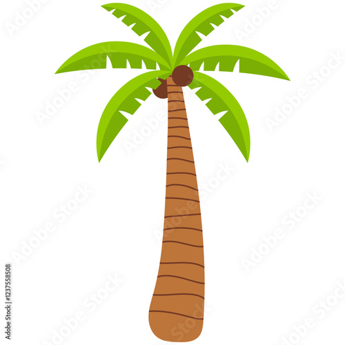 Cartoon Tropical Palm Tree. Vector Illustration on White Background.