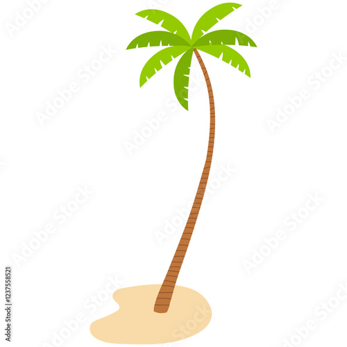 Cartoon Tropical Palm Tree. Vector Illustration on White Background.