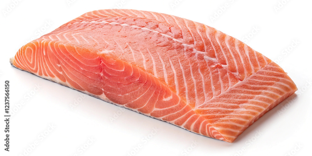 Fresh Raw Salmon Fillet Isolated on a White Background for Culinary Use Fresh Raw Salmon Fillet Isolated on a White Background for Culinary Use