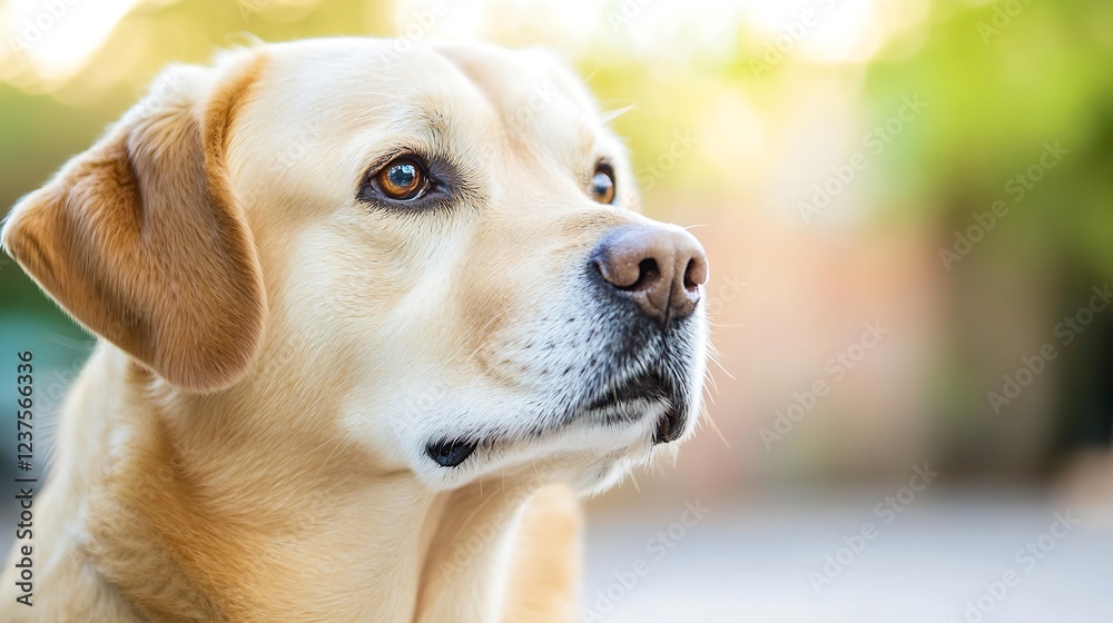 Close Up of Gentle Golden Retriever with Soft Eyes in Bright Sunlight : Generative AI Close Up of Gentle Golden Retriever with Soft Eyes in Bright Sunlight : Generative AI
