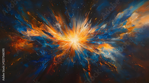 Wallpaper Mural Explosive bursts of light scatter across space, forming a stunning starburst effect. This dynamic scene captures the raw energy and chaos of the universe's depths. Torontodigital.ca