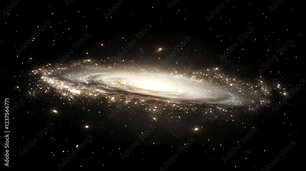 Fototapeta premium A beautiful spiral galaxy radiates outwards with glowing stars and cosmic energy, creating a sense of the endless expanse of space.