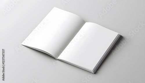 Blank Book Pages Open on White Background