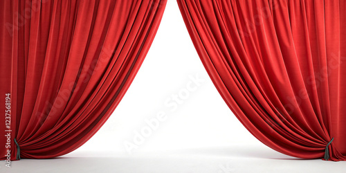 Elegant Red Curtains Isolated on a Clean Background for Interior Design