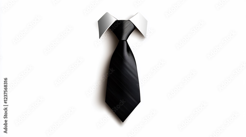 Black and White Striped Necktie on White Background Black and White Striped Necktie on White Background
