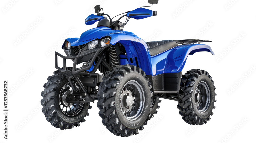 Blue atv quad bike standing out on transparent background Blue atv quad bike standing out on transparent background
