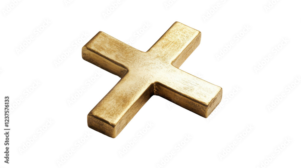 Obraz premium Golden cross symbol on transparent background