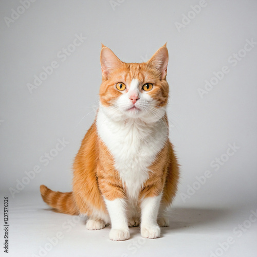 Orange Cat White Background in studio