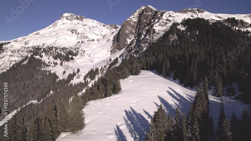 pushing in at Nodhalten above Grindelwald on a bluebird winter day, views of Mount Reeti and Uf Spitzen photo