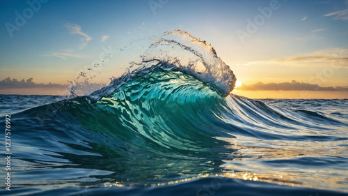 Evening waves with sunset