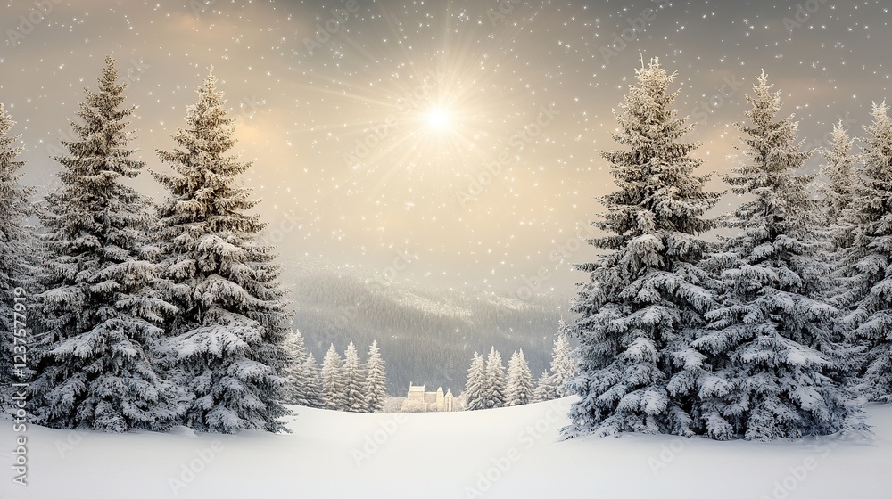 custom made wallpaper toronto digitalSnowy mountain forest winter sunrise landscape