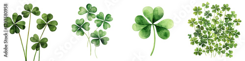 Patrick's day watercolor decoration elements featuring shamrocks natural environment artistic viewpoint