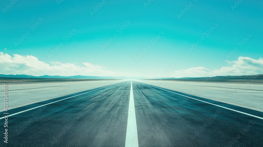 Fototapeta premium Asphalt road with blue sky and white clouds background