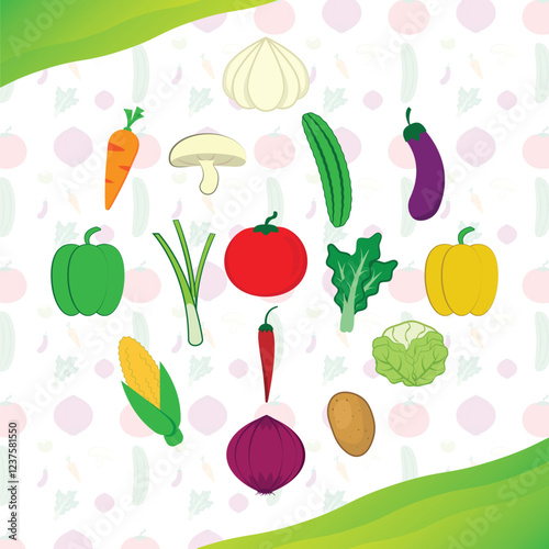 Mix Vegetables Vector Full collor Illustration