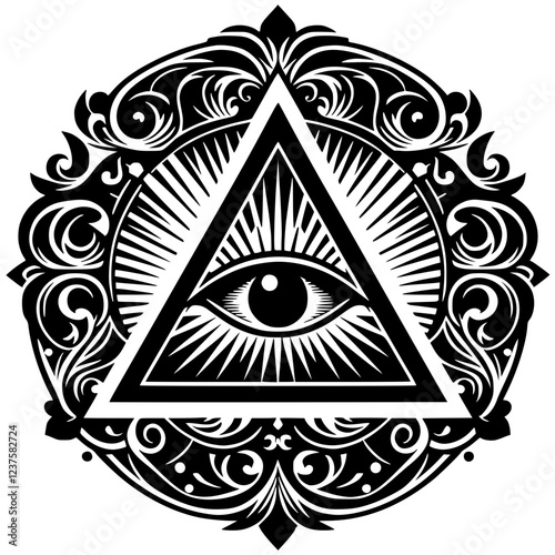 One-eyed triangle illustration silhouette