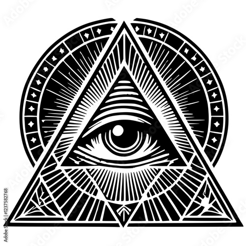 One-eyed triangle illustration silhouette