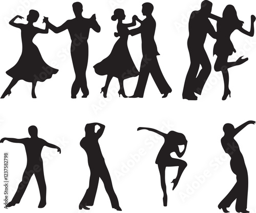 Group of people dance icon vector on white background.