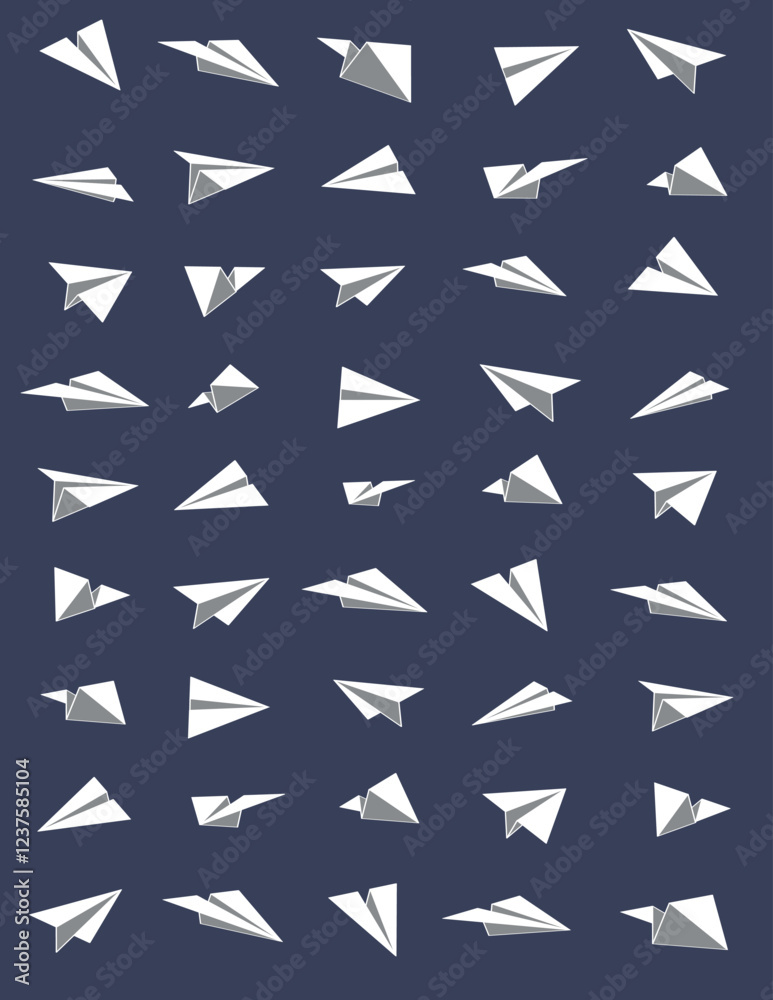 Vector design of paper airplanes in different views Vector design of paper airplanes in different views