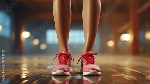 Young woman in sportwear sport exercise with fit rubber band on legs in gym.