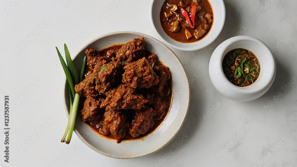 Delicious Rendang Copy Space on White Background Delicious Rendang Copy Space on White Background