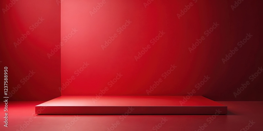 Obraz premium Minimalist red studio background with a clean and simple aesthetic for product presentation