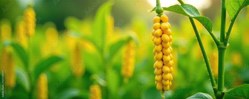 Yellow soybean plants with pods full of beans, plant, nature Yellow soybean plants with pods full of beans, plant, nature