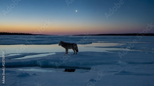 Echoes of the Wild: Hudson Bay Wolf Howling Under the Silvery Moon
