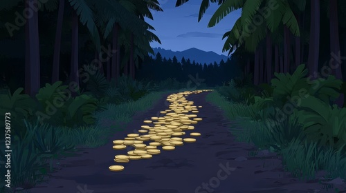 Nightfall Jungle Path Gold Coins Treasure Hunt photo