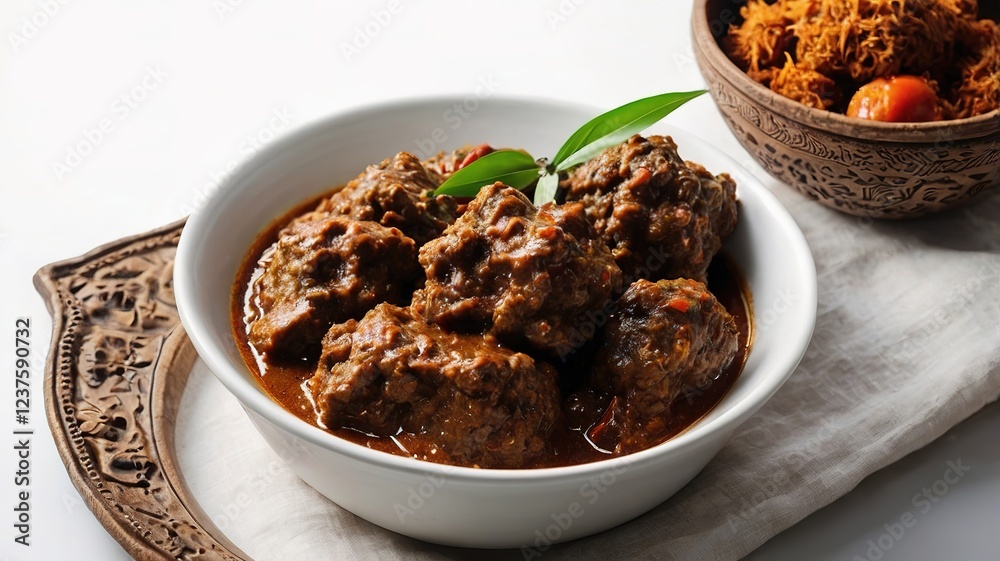 Delicious Rendang Copy Space on White Background Delicious Rendang Copy Space on White Background