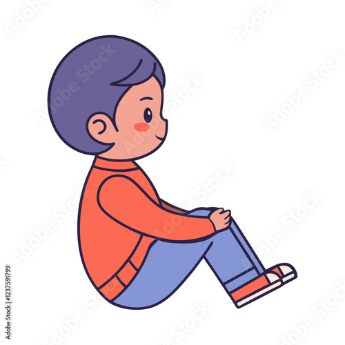 Seated Kid Side View Illustration