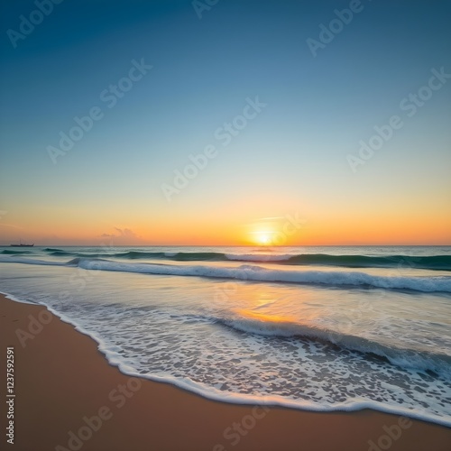 Paisaje de playa al atardecer