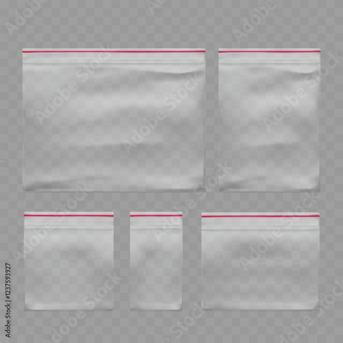 Transparent Plastic Packaging Mockup Set Vector