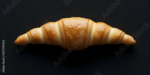 Golden croissant, bakery, dark background, food photography, recipe photo