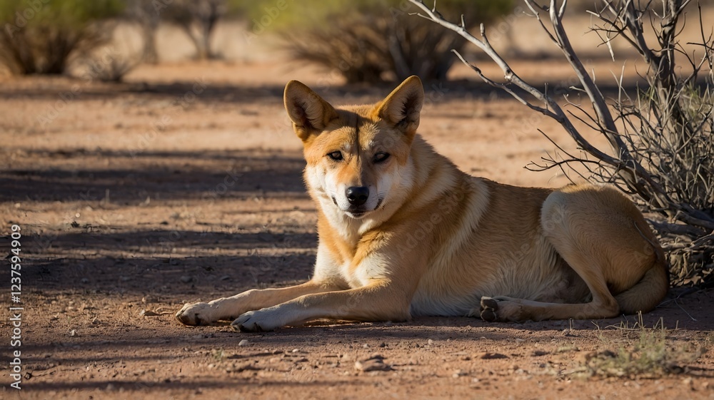 Under the Outback Sun: Dingo Resting in the Shade Under the Outback Sun: Dingo Resting in the Shade