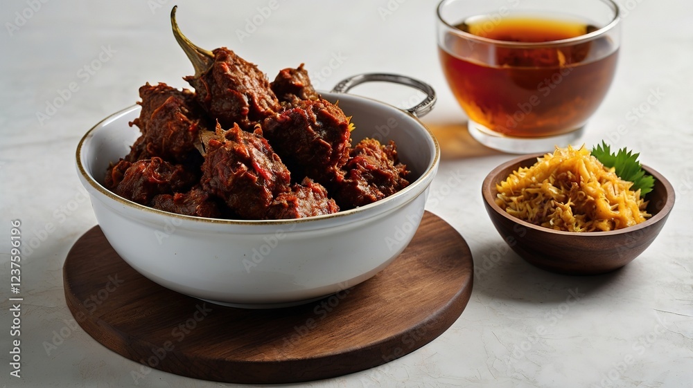 Delicious Rendang Copy Space on White Background Delicious Rendang Copy Space on White Background