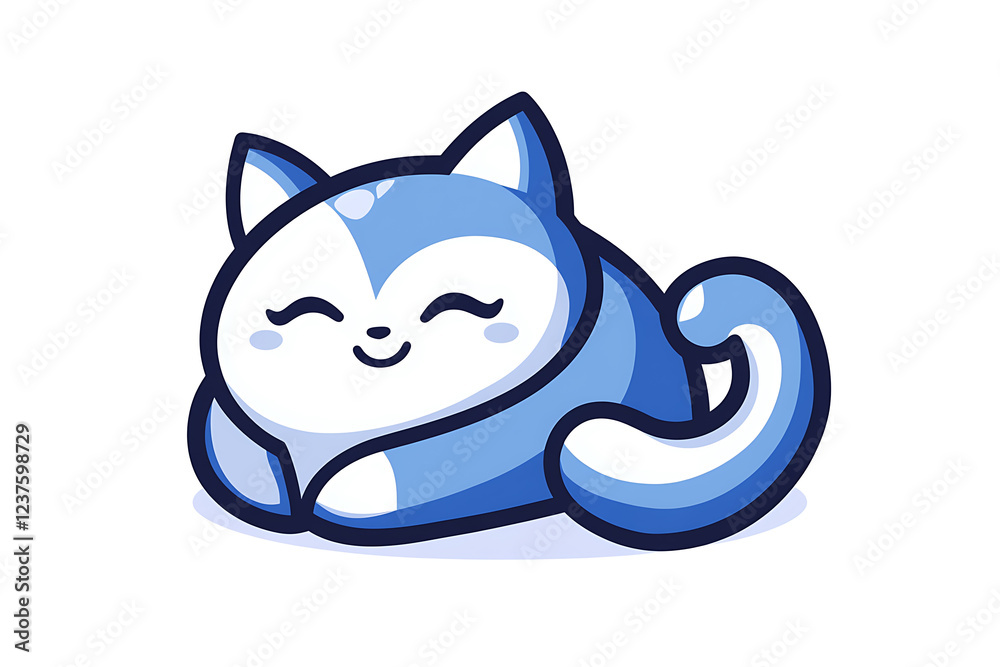 A charming flat vector illustration of a cute cat lying down A charming flat vector illustration of a cute cat lying down